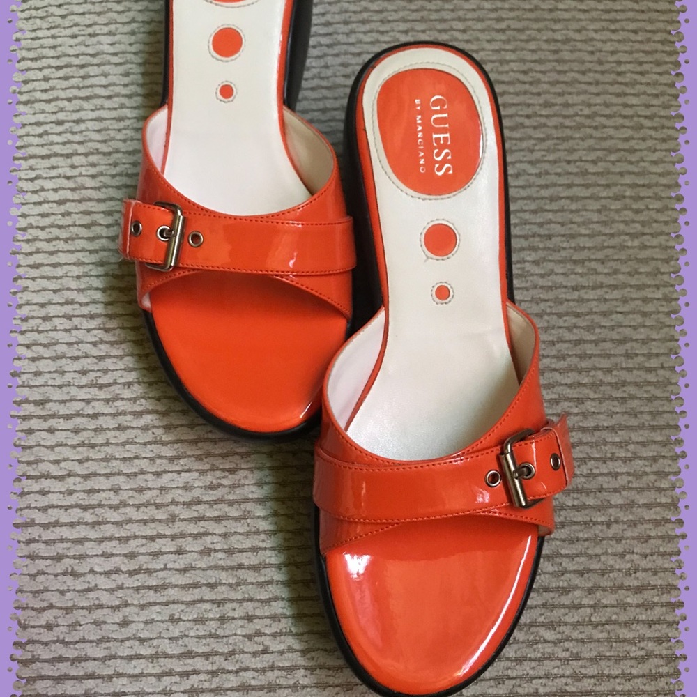 Guess Moon Orange Patent Leather sz 8